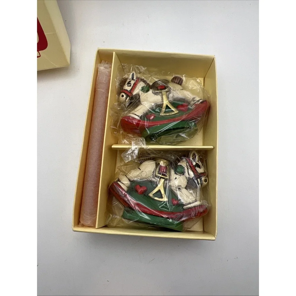 Vintage Holiday Memories Collector Ornament  Rocking Horse Candle Holders NIB